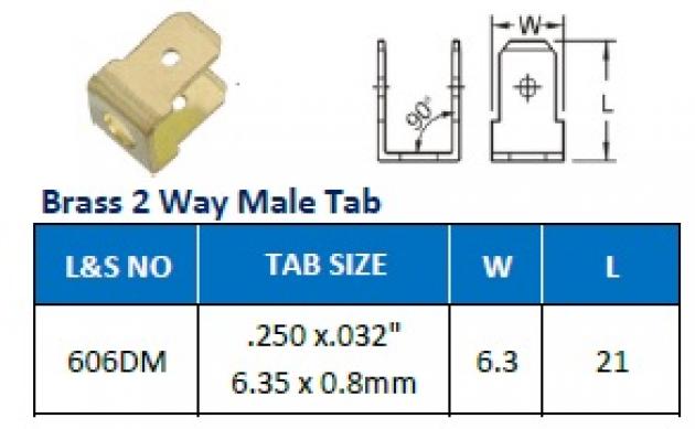 Brass 2 Way Male Tab 1