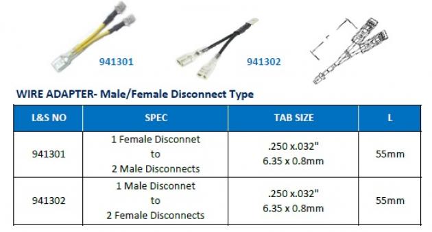 Wire Adapter- Male/ Female Disconnect Type 1