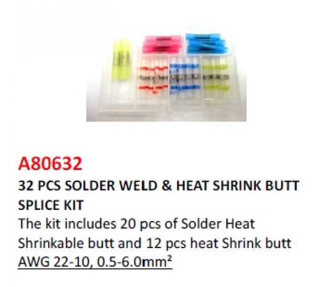 32 pcs Solder Weld & Heat Shrink Butt Splice Kit 1