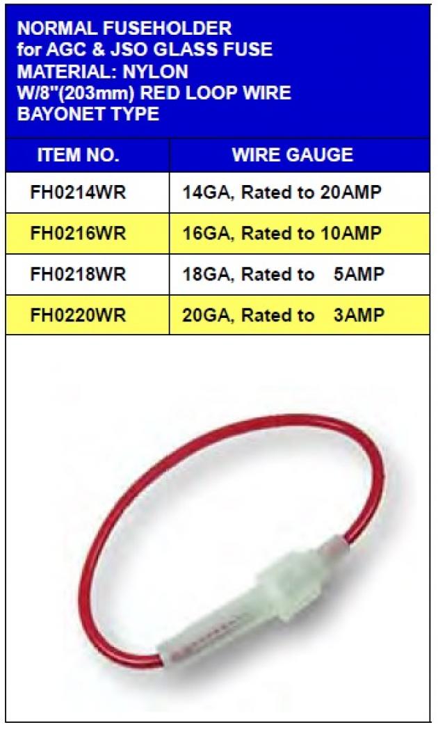 Regular Type Fuseholder for AGC&JSO Glass Fuse 1